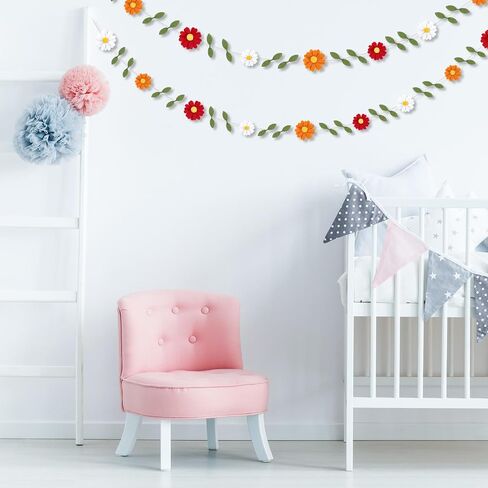 Janinka 1 PCS Wool Felt Daisy Banner Garland Daisy Party Decorations ، Wildflower Garland 1st Decorts ، Firms Banted Party Forms for Girl Birthday Supplies (Boho Color) in Saudi Arabia