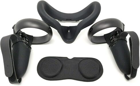 TNE Face Cushion & Controller Covers - Protective Gaming Case Compatible for Oculus Quest 1 - Silicone Mask, Grip Skin, Thumb Caps, Lens Pad, & Knuckle Strap Hand Grips - VR Headset Accessories (Blue) in Saudi Arabia
