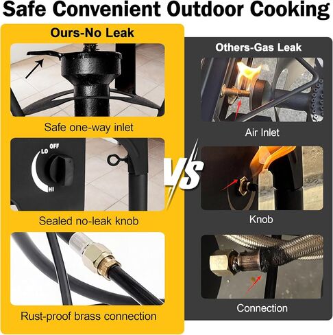 Single Burner Propane Stove, 75,000 BTU/hr, High Pressure Outdoor Propane Burner with 0-20 PSI Regulator and 4ft Hose, Gas Stove for Patio Backyard Camping with Detachable Stand Legs in Kuwait