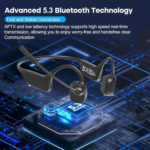 Bone Conduction Headphones, Wireless Bluetooth 5.3 Open-Ear Headphones with Mic, 10H Playtime Long Battery Life, Waterproof IPX6 Sport Headphones for Running, Cycling, Workout, Gift in Saudi Arabia