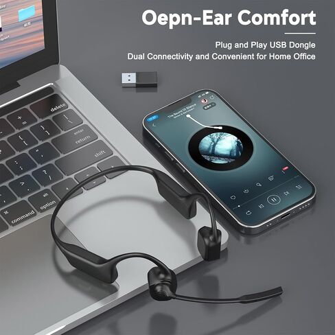 Bone Conduction Headphones, Wireless Bluetooth 5.3 Open-Ear Headphones with Mic, 10H Playtime Long Battery Life, Waterproof IPX6 Sport Headphones for Running, Cycling, Workout, Gift in Saudi Arabia