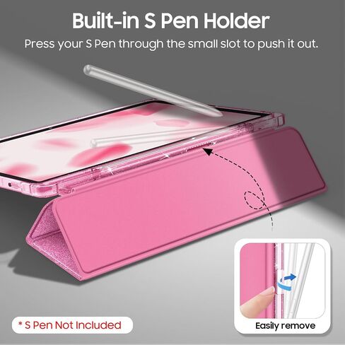 Fintie Slim Case for Samsung Galaxy Tab S10 FE/ S9 FE 5G 10.9 Inch/Tab S9 11 Inch with S Pen Holder, Glittering Sparkly Shockproof Cover with Shiny Clear Back Shell, Auto Wake/Sleep, Pink in Saudi Arabia