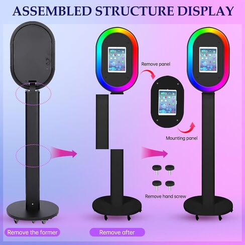 Photo Booth for iPad 10.2'' 10.5'' 10.9" 11" 12.9" 13" Shell Stand Selfie Station Customized Logo Photobooth Machine with Beauty RGB Ring Light and Honeycomb Box for Events Wedding Parties in Saudi Arabia