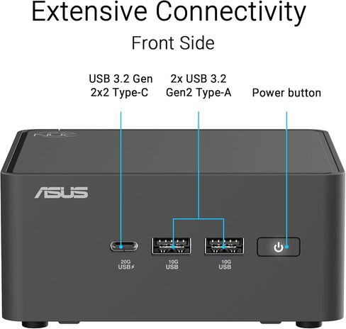 ASUS NUC 15 Pro Barebones Mini PC مع Intel Series 2 Core Ultra 5 225H ، يصل إلى 96 جيجابايت من RAM DDR5 ، تخزين مزدوج ، Thunderbolt ™ 4 ، Wi-Fi 7 & Bluetooth 5.4 ، Tooless Chassis Access ، Vesa Mount in Kuwait