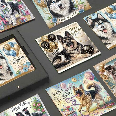 Jishshay 6 PCS Cake Diamond Painting بطاقات المعايدة عيد ميلاد سعيد بطاقات عيد ميلاد الماس مع الأظرف جوهرة الفن الأحجار الكريمة مجموعات الفسيفساء للبالغين للبالغين للذكرى in Kuwait