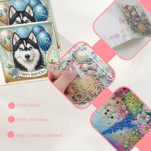 Jishshay 6 PCS Cake Diamond Painting بطاقات المعايدة عيد ميلاد سعيد بطاقات عيد ميلاد الماس مع الأظرف جوهرة الفن الأحجار الكريمة مجموعات الفسيفساء للبالغين للبالغين للذكرى in Kuwait