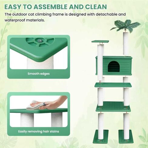 74 Inches Tall Outdoor Weatherproof Cat Tower, Multi-Level Cat Tree, Large Cat Condo with PVC Board and Cat Scratching Posts, for Outside and Indoor Cat Houses in Kuwait