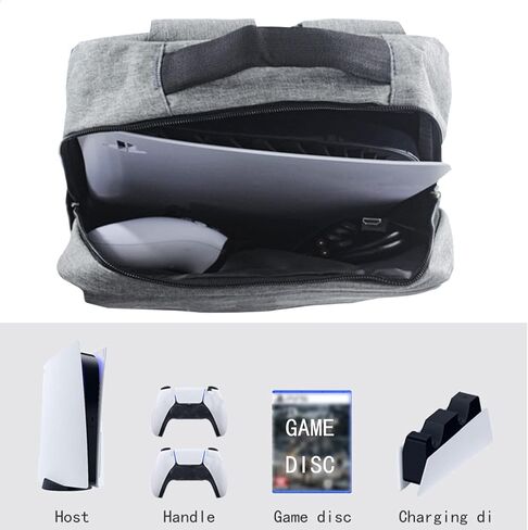 Bzdzmqm PS5 Console Protective Luxury Backpack, Travel Carrying Case with Multiple Protection, USB Port Design, Black in Saudi Arabia