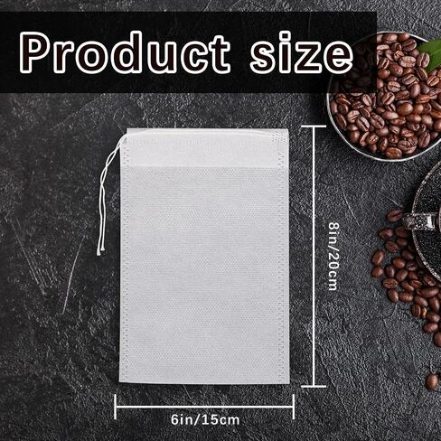 150 Pcs Cold Brew Bags 4x6 inch, No Mess Disposable Cold Brew Coffee Filter Pouches with Drawstring Large Empty Tea Bag for Loose Leaf Tea, Iced Coffee, Herbs, Spice, Home brewing, Hot pot in Saudi Arabia