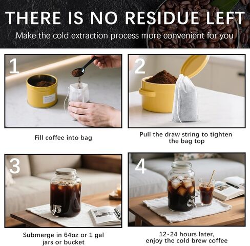 150 Pcs Cold Brew Bags 4x6 inch, No Mess Disposable Cold Brew Coffee Filter Pouches with Drawstring Large Empty Tea Bag for Loose Leaf Tea, Iced Coffee, Herbs, Spice, Home brewing, Hot pot in Saudi Arabia