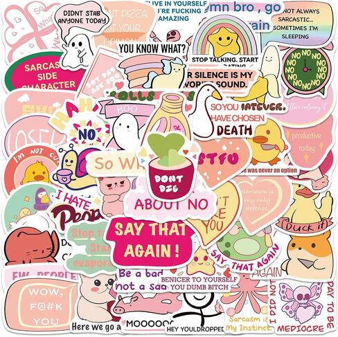 Cat Meme Stickers, Funny Cat Stickers for Kids Journaling Adults Kawaii,Cute Waterproof Vinyl Sticker for Water Bottles Laptops 50Pcs in Kuwait
