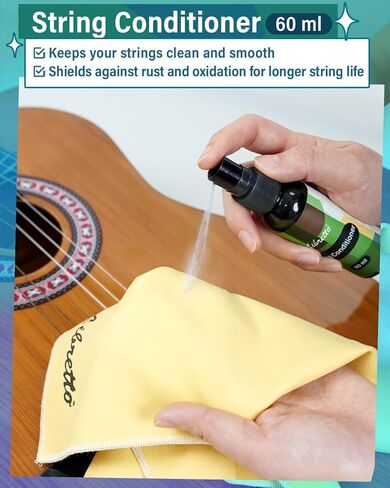 Libretto Guitar Cleaning Kit, 2 Pack Guitar Maintenance Set with Polish, Fretboard Oil and 2 Microfiber Cloths, All in One Care for Acoustic and Electric Guitars in Kuwait