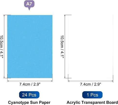 MECCANIXITY Cyanotype Paper,24 Sheet Sun Print Paper Kit High Sensitive Sun Paper Colored Crafts Paper with Acrylic Board for Adults DIY Project Art,8.3x5.8 inch (A5) in Saudi Arabia