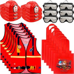 24 PCS Kids Work Construction Costume Costume Construction لعب دور السترة مع قبعة البناء و Goggles Builder Career Goys for Boys Girls Halloween Dress Up Party Form in Kuwait