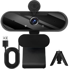 كاميرا ويب في الفيديو USB HD 1080P وكاميرا زاوية عريضة مع ميكروفون مدمج وترايبود قابل للدوار ، لجهاز الكمبيوتر المحمول أو كمبيوتر سطح المكتب ، رائع للبث المباشر. in Kuwait