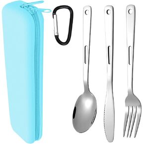 Travel Utensils Set with Silicone Case, Portable Silverware Set for Work Lunch Camping Picnic, Stainless Steel Reusable Travel Cutlery Set, Easy to Clean (Pink) in Saudi Arabia