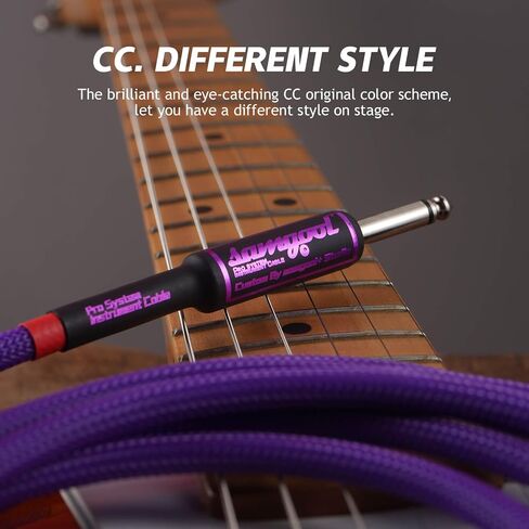15ft Guitar Cable, 1/4 Inch Straight/Angle Instrument Cable, Electric Cord Amp Cord for Bass Amp and Instruments (CC Purple Braided) in Saudi Arabia