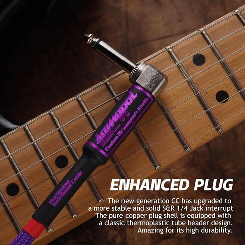 15ft Guitar Cable, 1/4 Inch Straight/Angle Instrument Cable, Electric Cord Amp Cord for Bass Amp and Instruments (CC Purple Braided) in Saudi Arabia
