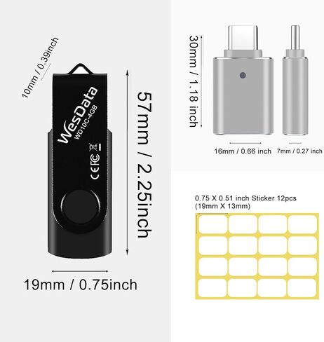 10 Pack 16GB Flash Drives with 2 USB C Adapters, Thumb Drive, Memory Stick Compatible with PC, Laptops, Mac and Adapters for USB C Devices (10 Mixed Color) in Saudi Arabia