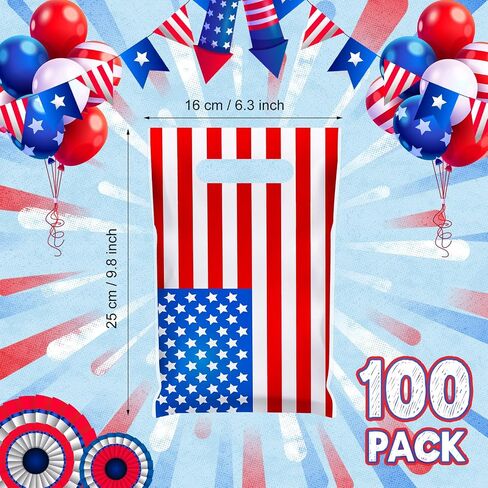 Chivertion 48 PCS أكياس الهدايا البلاستيكية الوطنية بالجملة الأمريكية قدامى المحاربين القدامى يوم أبيض وأزرق يحمل الأكياس لزينة حفلة عيد العمال in Saudi Arabia