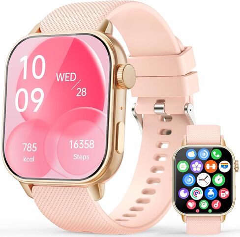 Watch Smart Watch for Men Women (الإجابة/إجراء المكالمات) ، 1.85 '' AMOLED HD دائمًا معروضة ، ساعة ذكية مع السعرات الحرارية/معدل ضربات القلب/مراقبة النوم ، 100+ أوضاع رياضية ، عداد - IP68 مقاوم للماء ، وردي in Kuwait