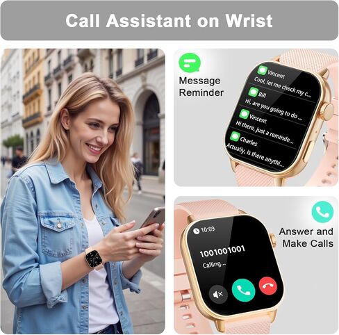 Watch Smart Watch for Men Women (الإجابة/إجراء المكالمات) ، 1.85 '' AMOLED HD دائمًا معروضة ، ساعة ذكية مع السعرات الحرارية/معدل ضربات القلب/مراقبة النوم ، 100+ أوضاع رياضية ، عداد - IP68 مقاوم للماء ، وردي in Kuwait