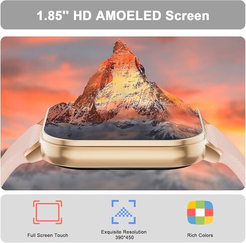 Watch Smart Watch for Men Women (الإجابة/إجراء المكالمات) ، 1.85 '' AMOLED HD دائمًا معروضة ، ساعة ذكية مع السعرات الحرارية/معدل ضربات القلب/مراقبة النوم ، 100+ أوضاع رياضية ، عداد - IP68 مقاوم للماء ، وردي in Kuwait