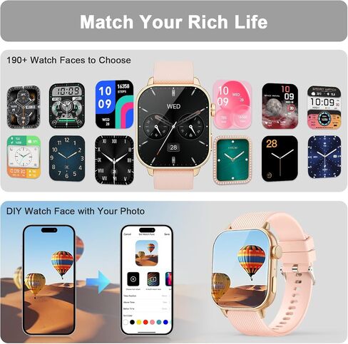 Watch Smart Watch for Men Women (الإجابة/إجراء المكالمات) ، 1.85 '' AMOLED HD دائمًا معروضة ، ساعة ذكية مع السعرات الحرارية/معدل ضربات القلب/مراقبة النوم ، 100+ أوضاع رياضية ، عداد - IP68 مقاوم للماء ، وردي in Kuwait