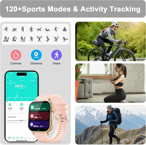 Watch Smart Watch for Men Women (الإجابة/إجراء المكالمات) ، 1.85 '' AMOLED HD دائمًا معروضة ، ساعة ذكية مع السعرات الحرارية/معدل ضربات القلب/مراقبة النوم ، 100+ أوضاع رياضية ، عداد - IP68 مقاوم للماء ، وردي in Kuwait