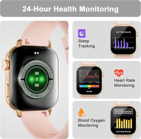 Watch Smart Watch for Men Women (الإجابة/إجراء المكالمات) ، 1.85 '' AMOLED HD دائمًا معروضة ، ساعة ذكية مع السعرات الحرارية/معدل ضربات القلب/مراقبة النوم ، 100+ أوضاع رياضية ، عداد - IP68 مقاوم للماء ، وردي in Kuwait