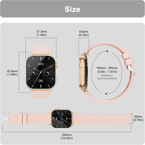 Watch Smart Watch for Men Women (الإجابة/إجراء المكالمات) ، 1.85 '' AMOLED HD دائمًا معروضة ، ساعة ذكية مع السعرات الحرارية/معدل ضربات القلب/مراقبة النوم ، 100+ أوضاع رياضية ، عداد - IP68 مقاوم للماء ، وردي in Kuwait