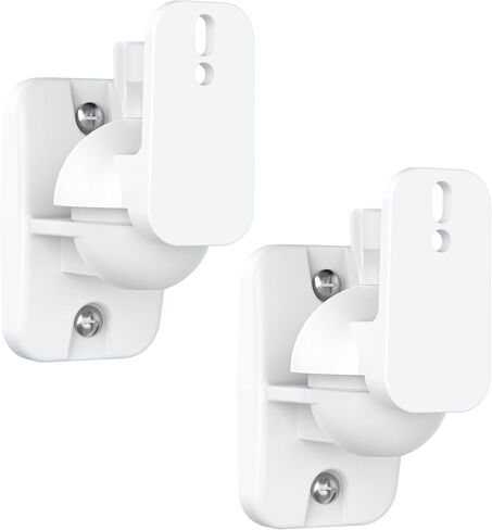 PlusAcc Speaker Wall Mount Brackets - Surround Speaker Mounting Bracket Kit with 20° Tilt & 80° Swivel, Adjustable Bookshelf Shelf for Home Theater, Hold up to 8 lbs (2 Pack, Black) in Saudi Arabia