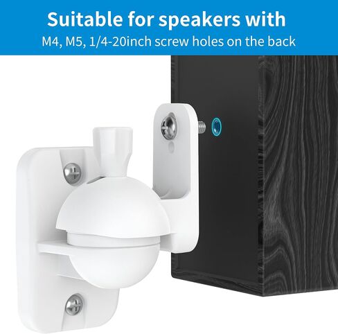 PlusAcc Speaker Wall Mount Brackets - Surround Speaker Mounting Bracket Kit with 20° Tilt & 80° Swivel, Adjustable Bookshelf Shelf for Home Theater, Hold up to 8 lbs (2 Pack, Black) in Saudi Arabia
