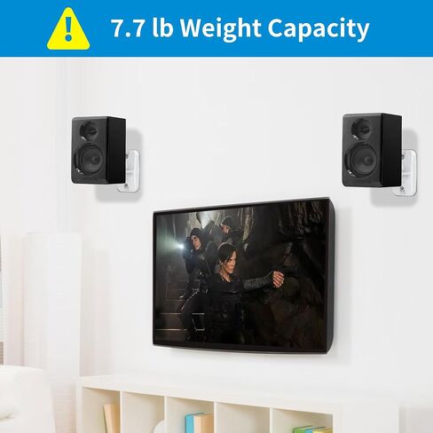 PlusAcc Speaker Wall Mount Brackets - Surround Speaker Mounting Bracket Kit with 20° Tilt & 80° Swivel, Adjustable Bookshelf Shelf for Home Theater, Hold up to 8 lbs (2 Pack, Black) in Saudi Arabia