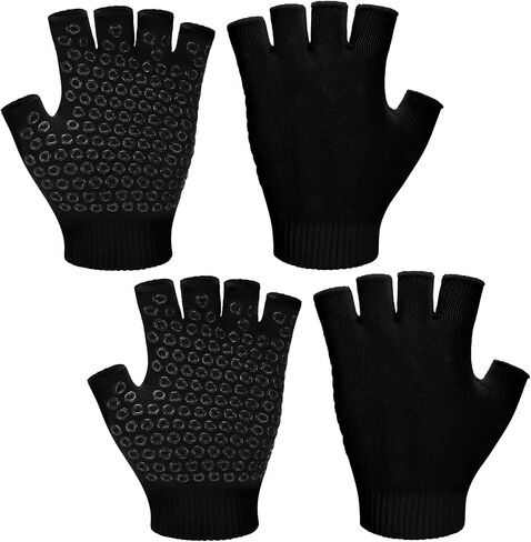 Eurzom 2 Pairs Non Slip Yoga Gloves for Women Fingerless Pilates Gloves with Grips for Yoga Fitness Workout Sports Exercise Gym in Saudi Arabia