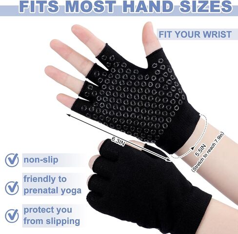 Eurzom 2 Pairs Non Slip Yoga Gloves for Women Fingerless Pilates Gloves with Grips for Yoga Fitness Workout Sports Exercise Gym in Saudi Arabia
