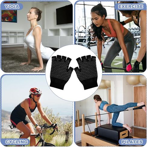 Eurzom 2 Pairs Non Slip Yoga Gloves for Women Fingerless Pilates Gloves with Grips for Yoga Fitness Workout Sports Exercise Gym in Saudi Arabia