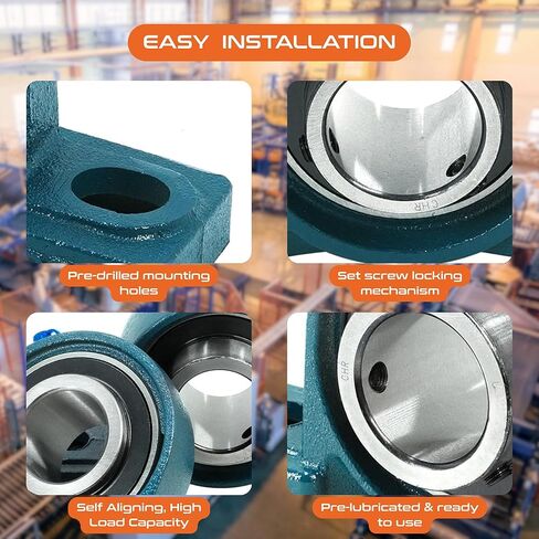 CHR Pillow Block Bearings | UCFL205-16 | 2 Pack | Flange Mounted Pillow Block Bearings - Chrome Steel Bearings with 1" Bore | ISO 9001-2015 Certified in Saudi Arabia