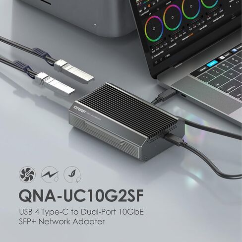 QNAP QNA-UC10G2T USB 4 Type-C إلى محول شبكة Dual-Port 10GBase-T RJ45 ، متوافق مع منافذ USB 4 و Thunderbolt 3/4 in Kuwait