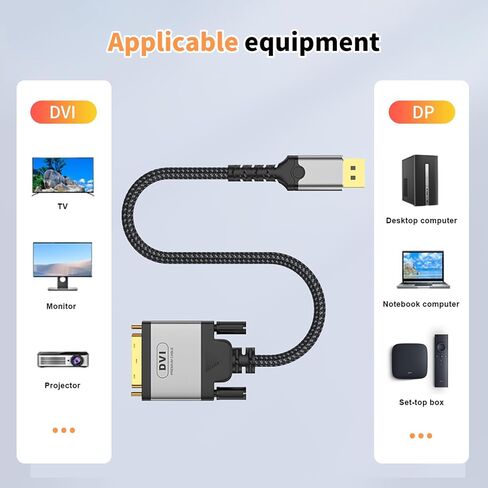 USB C إلى DVI Cable 6.6 ft - دعم كابل دائم 4K@30Hz 32 AWG ، محول Type -C إلى DVI للشاشات ، أجهزة العرض والأجهزة الأخرى in Kuwait