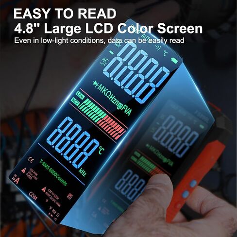 FS899L Digital Multimeter with Color Screen, USB C Rechargeable Electrical Testing, 6000 Counts True RMS AC/DC Voltage Tester, NCV, Capacitance, Non Contact Voltage Detector for Car, Home(FS899L) in Kuwait