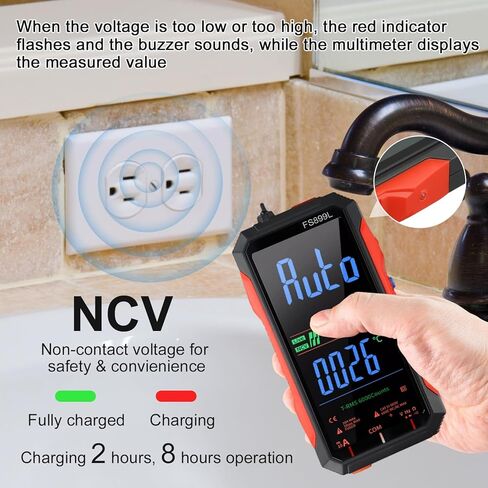 FS899L Digital Multimeter with Color Screen, USB C Rechargeable Electrical Testing, 6000 Counts True RMS AC/DC Voltage Tester, NCV, Capacitance, Non Contact Voltage Detector for Car, Home(FS899L) in Kuwait