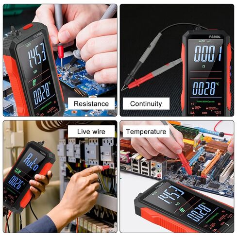 FS899L Digital Multimeter with Color Screen, USB C Rechargeable Electrical Testing, 6000 Counts True RMS AC/DC Voltage Tester, NCV, Capacitance, Non Contact Voltage Detector for Car, Home(FS899L) in Kuwait