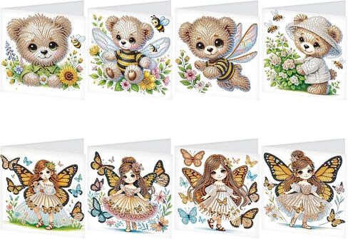 JISHSHAY 6 PCS Diamond Painting Greeting Cards Kits for Adults - Diamond Painting Kits for Adults - Birthday Cards - Gem Art Blank Cards for Holiday Birthday with Envelope - Flower in Kuwait