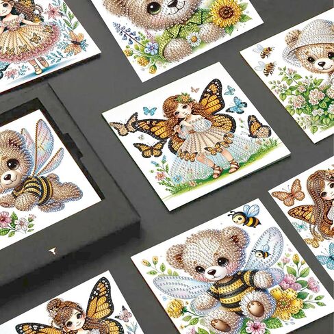 JISHSHAY 6 PCS Diamond Painting Greeting Cards Kits for Adults - Diamond Painting Kits for Adults - Birthday Cards - Gem Art Blank Cards for Holiday Birthday with Envelope - Flower in Kuwait
