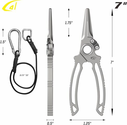 danco Titanium Dual Cutter 7" Fishing Plier, Fishing Line and Wire Cutter, Saltwater Safe, Fresh/Saltwater Fishing, Sheath and Lanyard Included in Saudi Arabia