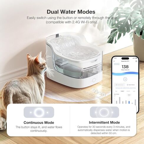 Cat Water Fountain Ultra-Quiet/8 Layers Filtration/BPA-Free/Dogs Automatic Water Dispenser Water Fountains for Cats Wireless Pump Smart App Control Pet Health Manager 2.4G WiFi(PF1) in Kuwait