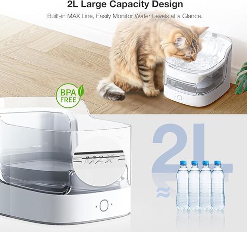 Cat Water Fountain Ultra-Quiet/8 Layers Filtration/BPA-Free/Dogs Automatic Water Dispenser Water Fountains for Cats Wireless Pump Smart App Control Pet Health Manager 2.4G WiFi(PF1) in Kuwait