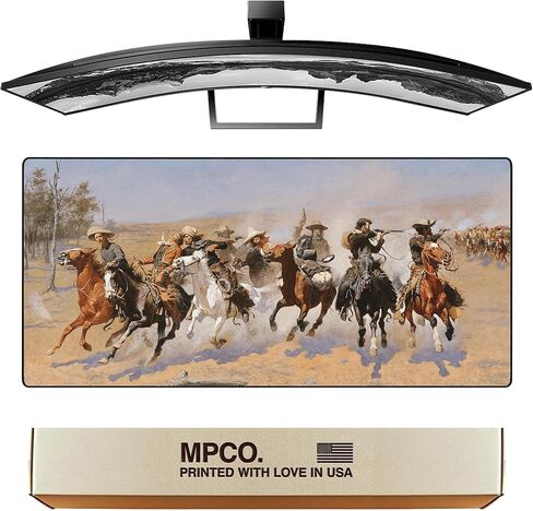 Western Landers-Peak Large Size Gaming WFH Mousepad Full Desk (Landers-Peak, AeroGlyde Fabric (Large (36" x 17")) in Kuwait