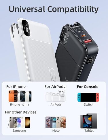 RORRY Portable Charger w/Wall Plug 10000mAh Power Bank 22.5W Battery Pack in Kuwait
